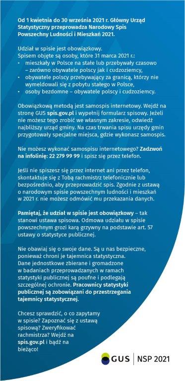 Plakat - Narodowy Spis Powszechny Ludności i mieszkań 2021 - dalsze informacje cz. 2
