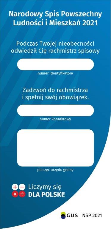 Plakat - Narodowy Spis Powszechny Ludności i mieszkań 2021 - dalsze informacje cz. 3