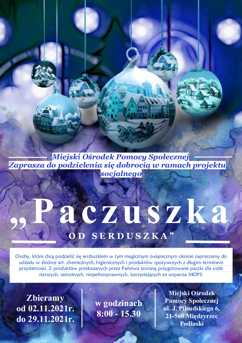 Plakat - Projekt socjalny "Paczuszka OD SERDUSZKA"