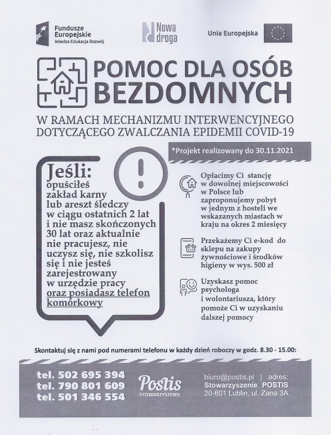 Plakat - Pomoc dla osób bezdomnych