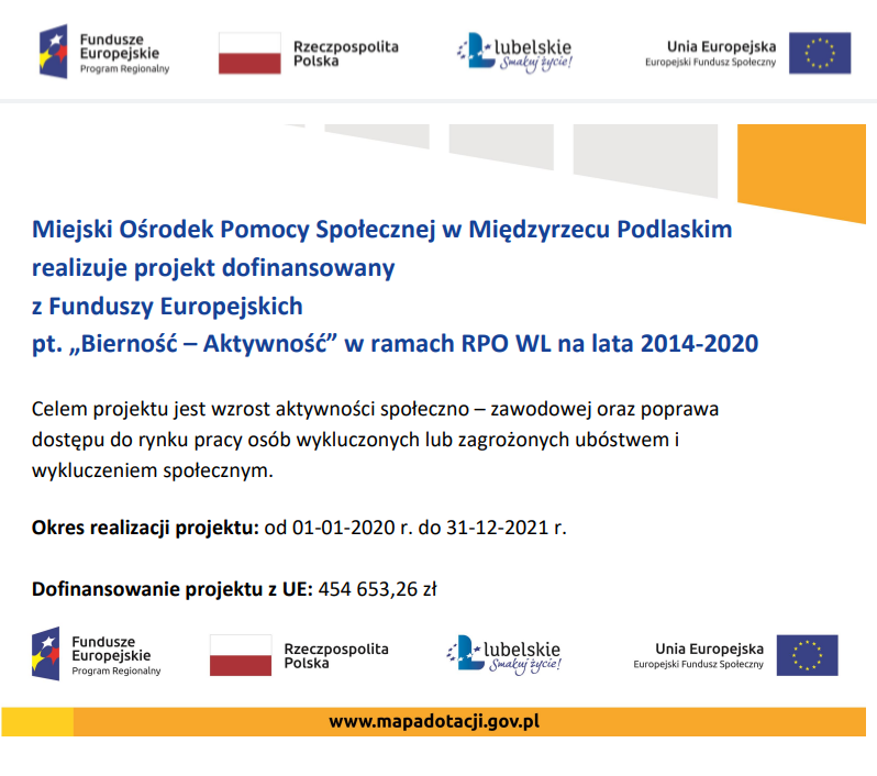 Plakat - informacje o projekcie "Bierność - Aktywność"